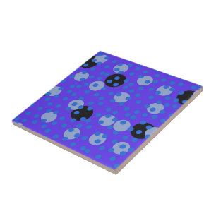 Atomic Blueberry - Retro Polka Dot Dream   Tile