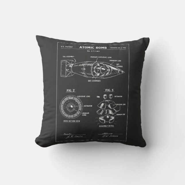 Atomic Bomb Blueprint Sketch Cushion (Front)