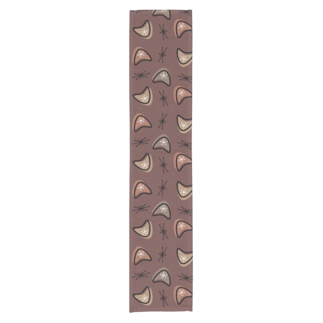 Atomic Boomerangs Starbursts Dark Academia Short Table Runner (Front)