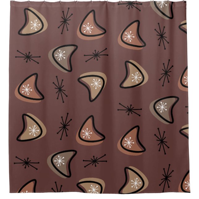 Atomic Boomerangs Starbursts Dark Academia Shower Curtain (Front)