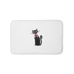 Atomic Cat With Pink Bow Cat Girly Clean Girl Kitt Bath Mat