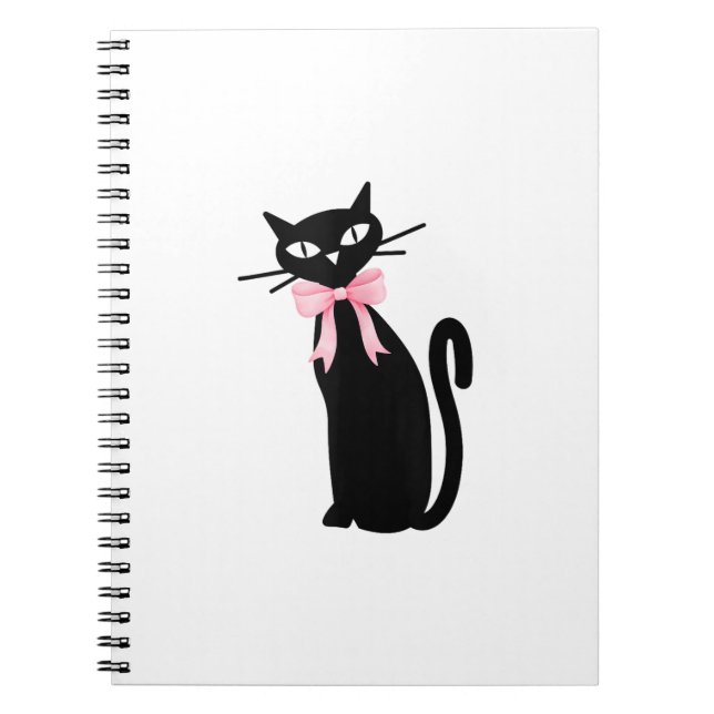 Atomic Cat With Pink Bow Cat Girly Clean Girl Kitt Notebook (Front)