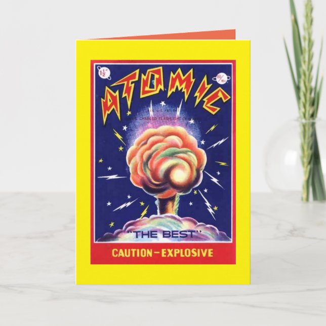 Atomic Caution Explosive Blank Greeting Card (Front)