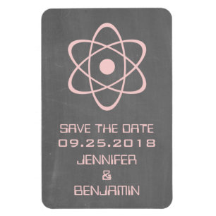 Atomic Chalkboard Save the Date Magnet, Pink Magnet