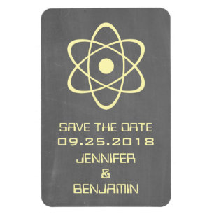 Atomic Chalkboard Save the Date Magnet, Yellow Magnet