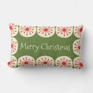 Atomic Christmas Retro Mid Century Merry Christmas Lumbar Cushion