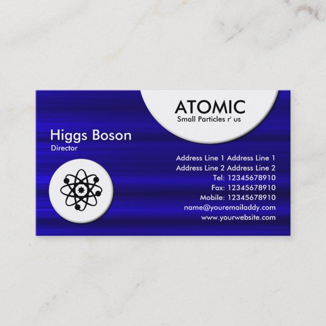 Atomic Circles - Blue Brushed Texture Business Card (Front)