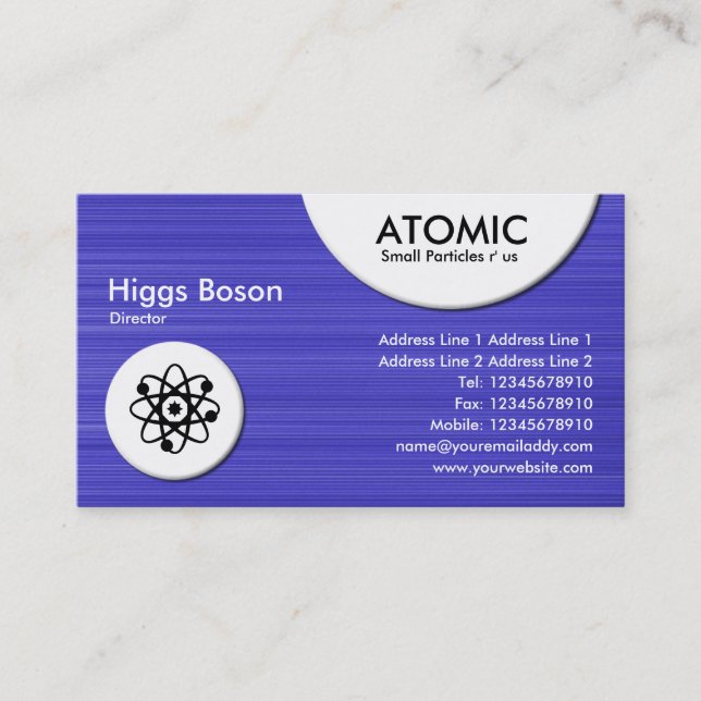 Atomic Circles - Blue Brushed Texture Business Card (Front)