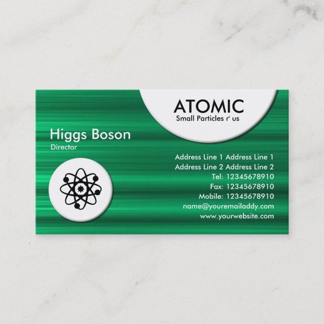 Atomic Circles - Green Brushed Texture Business Card (Front)