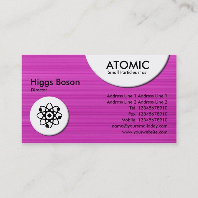 Atomic Circles - Magenta Brushed Texture Business Card (Front)