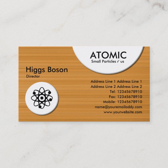 Atomic Circles - Ochre Brushed Texture Business Card (Front)