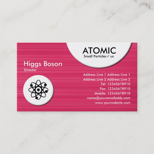 Atomic Circles - Red Brushed Texture Business Card (Front)