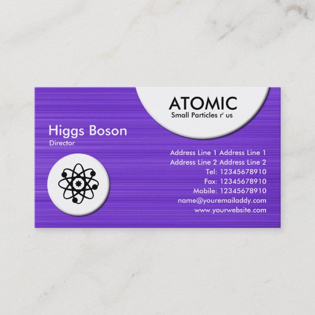 Atomic Circles - Violet Brushed Texture Business Card (Front)