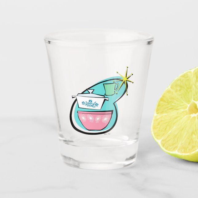 Atomic Cookware Design Shot Glass (Front)