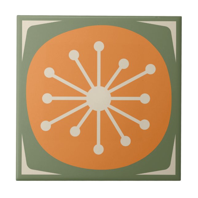 Atomic Dot Mid Century Modern Retro 50s 60s Tile (Front)