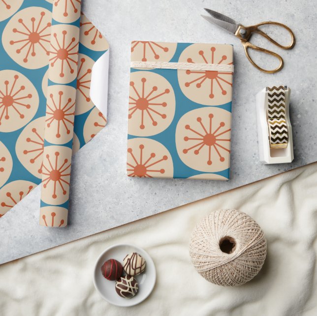 Atomic Dots Retro Mid Century Modern Pattern Wrapping Paper (Crafts)