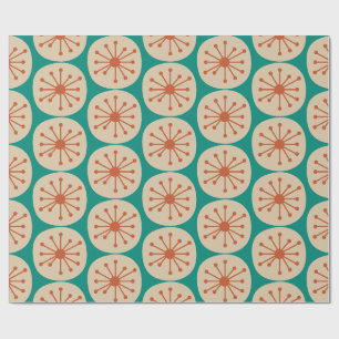 Atomic Dots Retro Mid Mod Pattern Orange Turquoise Wrapping Paper