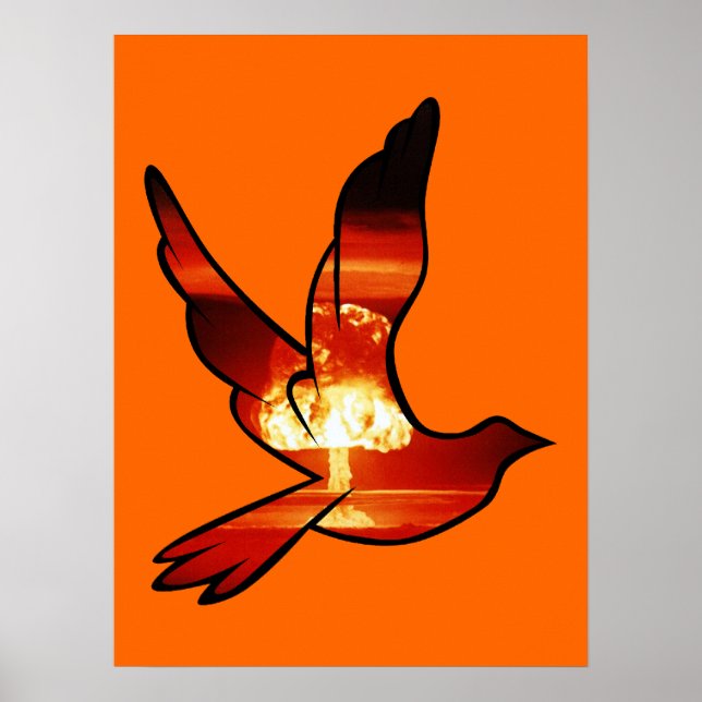 Atomic Dove Mushroom Cloud Print Poster Sign (Front)