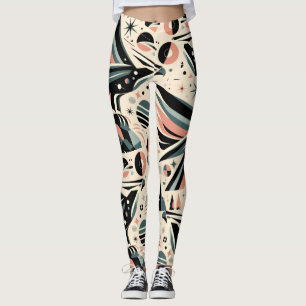 Atomic Eagle Collage Geometric Pattern Leggings