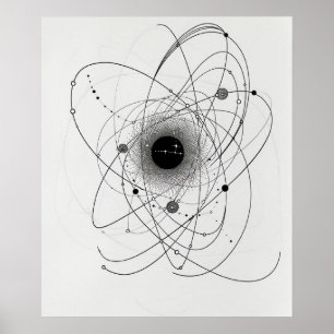 Atomic Electrons Chemistry Minimalist line art Poster