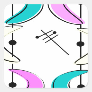Atomic Era Boomerang Abstracts Square Sticker