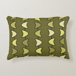 Atomic Era Boomerangs Olive Green Decorative Cushion