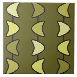 Atomic Era Boomerangs Olive Green Tile