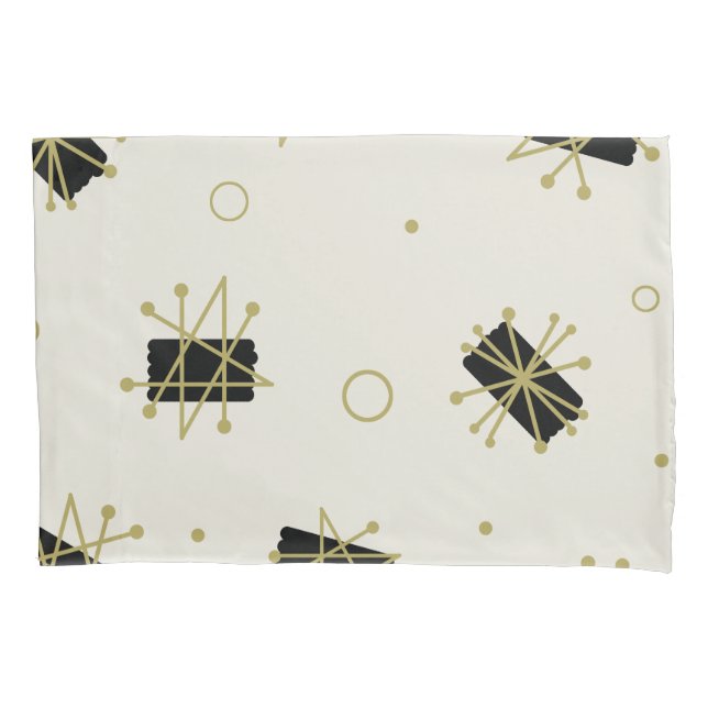 Atomic Era Brushes Sputnik Starbursts Pillowcase (Front)