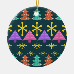 Atomic Era Christmas Trees Kitsch Dark Ceramic Tree Decoration