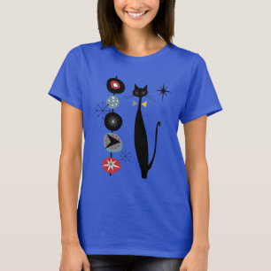 Atomic Era Cool Cat Black Cat Mid Century Modern T-Shirt
