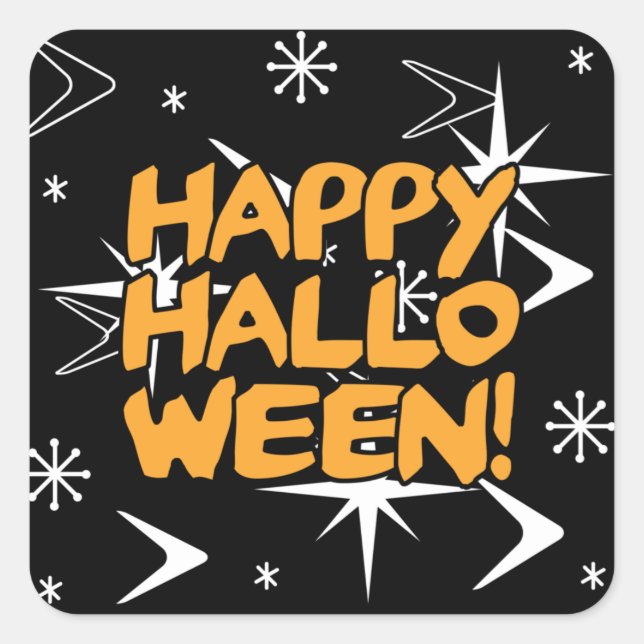 Atomic Era Happy Halloween Square Sticker (Front)
