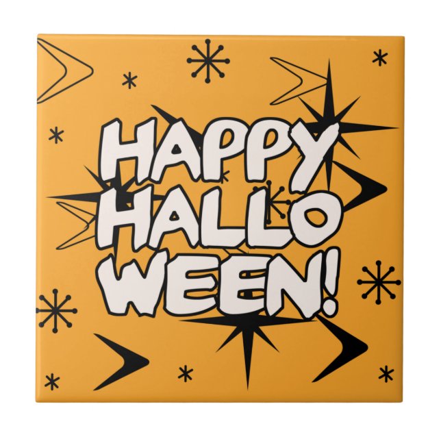 Atomic Era Happy Halloween Tile (Front)