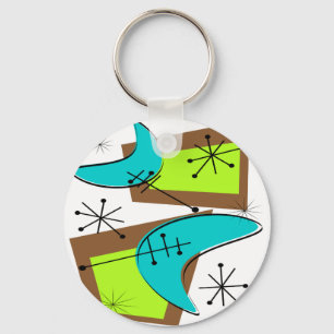Atomic Era Inspired Boomerang Design Key Ring