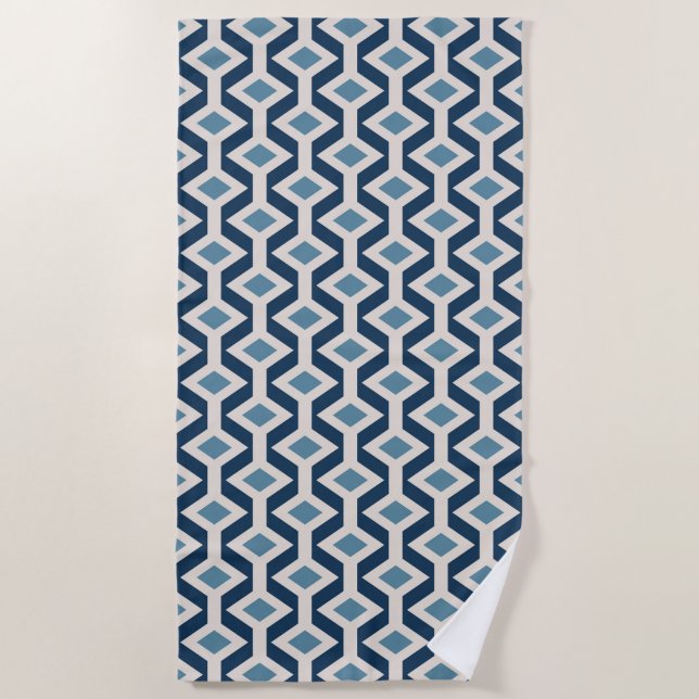 Atomic Era Inspired Geometric Pattern Beach Towel (Front)
