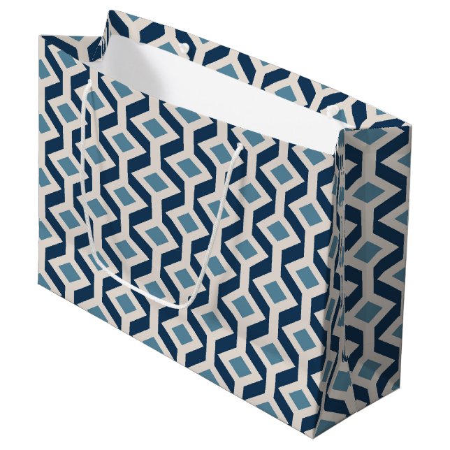 Atomic Era Inspired Geometric Pattern Large Gift Bag (Front Angled)