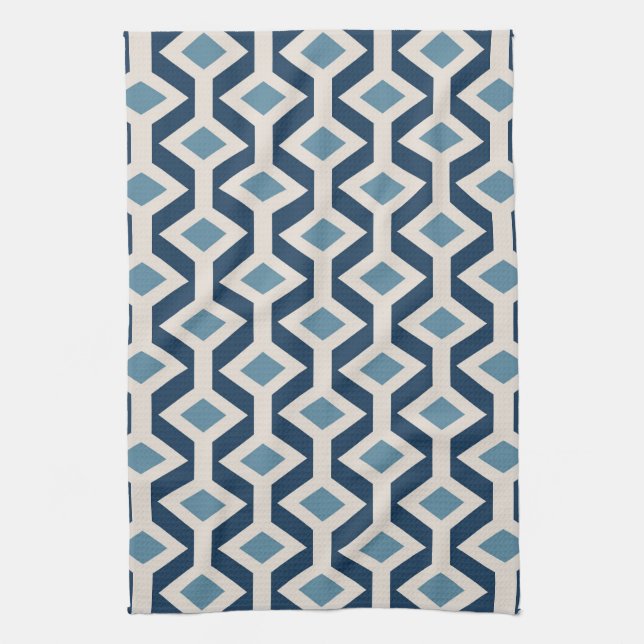 Atomic Era Inspired Geometric Pattern Tea Towel (Vertical)