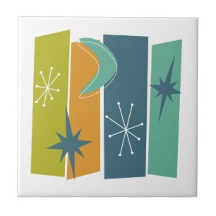 Atomic Era Rectangles Boomerang Stars Mid Mod Tile