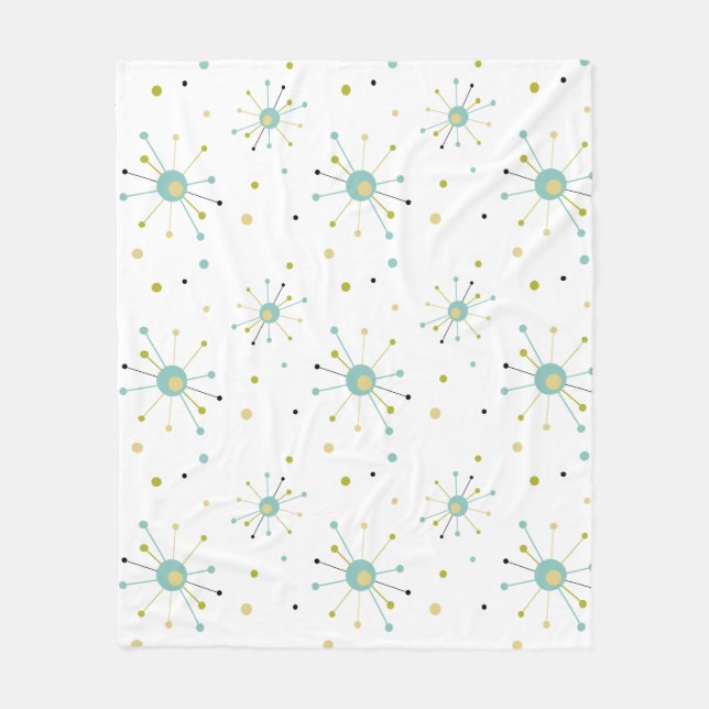 Atomic Era Starburst Pattern Mid-century Modern Fleece Blanket (Front)
