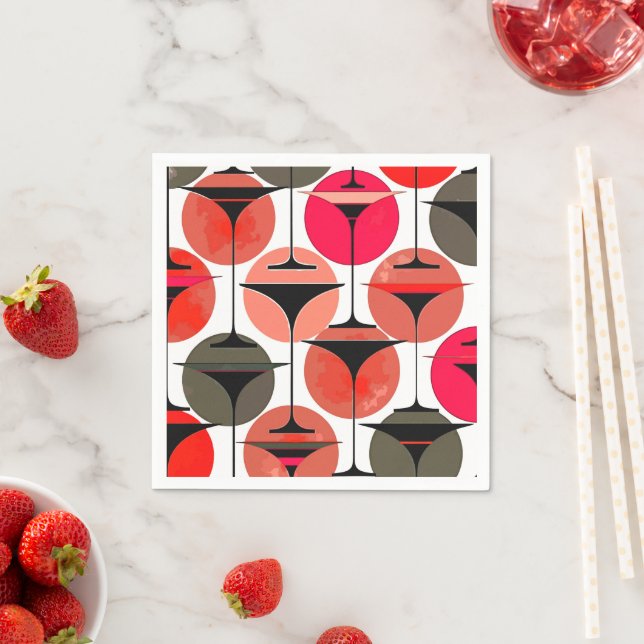 Atomic Fifties Inspired Martinis In Magenta Napkin (Insitu)