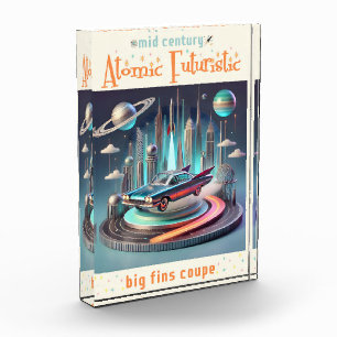 Atomic Futuristic Big Fins Coupe Car Photo Block