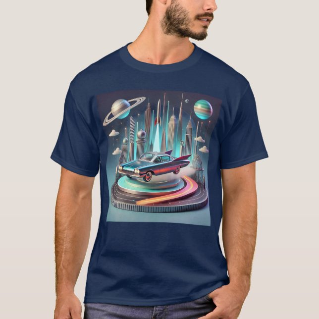 Atomic Futuristic Big Fins Coupe Car T-Shirt (Front)
