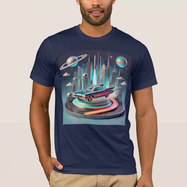 Atomic Futuristic Big Fins Coupe Car T-Shirt (Front)