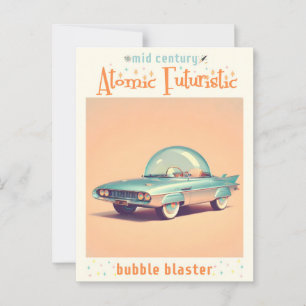 Atomic Futuristic Bubble Blaster Car Postcard