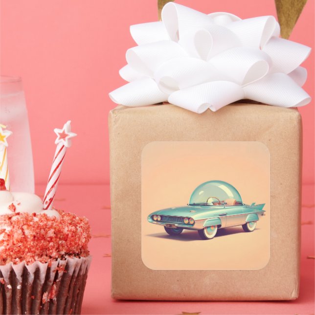 Atomic Futuristic Bubble Blaster Car Square Sticker (Party)