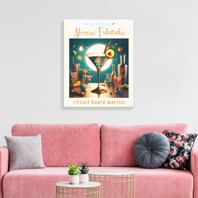 Atomic Futuristic Circuit Board Martini Canvas Print (Insitu(LivingRoom))