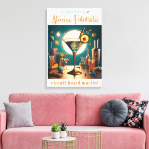 Atomic Futuristic Circuit Board Martini Canvas Print