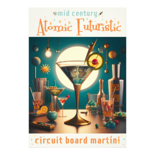 Atomic Futuristic Circuit Board Martini Photo Print