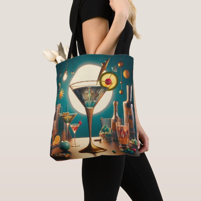 Atomic Futuristic Circuit Board Martini Tote Bag (Close Up)
