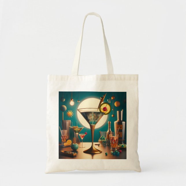 Atomic Futuristic Circuit Board Martini Tote Bag (Front)