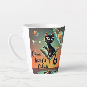 Atomic Futuristic Cosmic Black Cat Cocktails Latte Mug